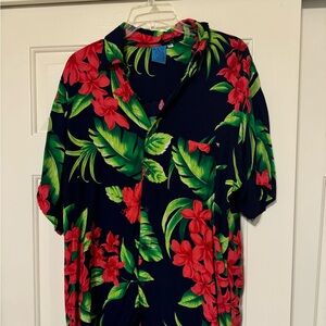 Cabali Men’s Short Sleeve Blue Button Down XL Hawaiian Shirt